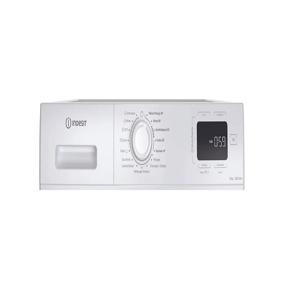 Lave-linge frontal 8kg 1200 tours/min blanc Indesit IMW862MYTIMEFR
