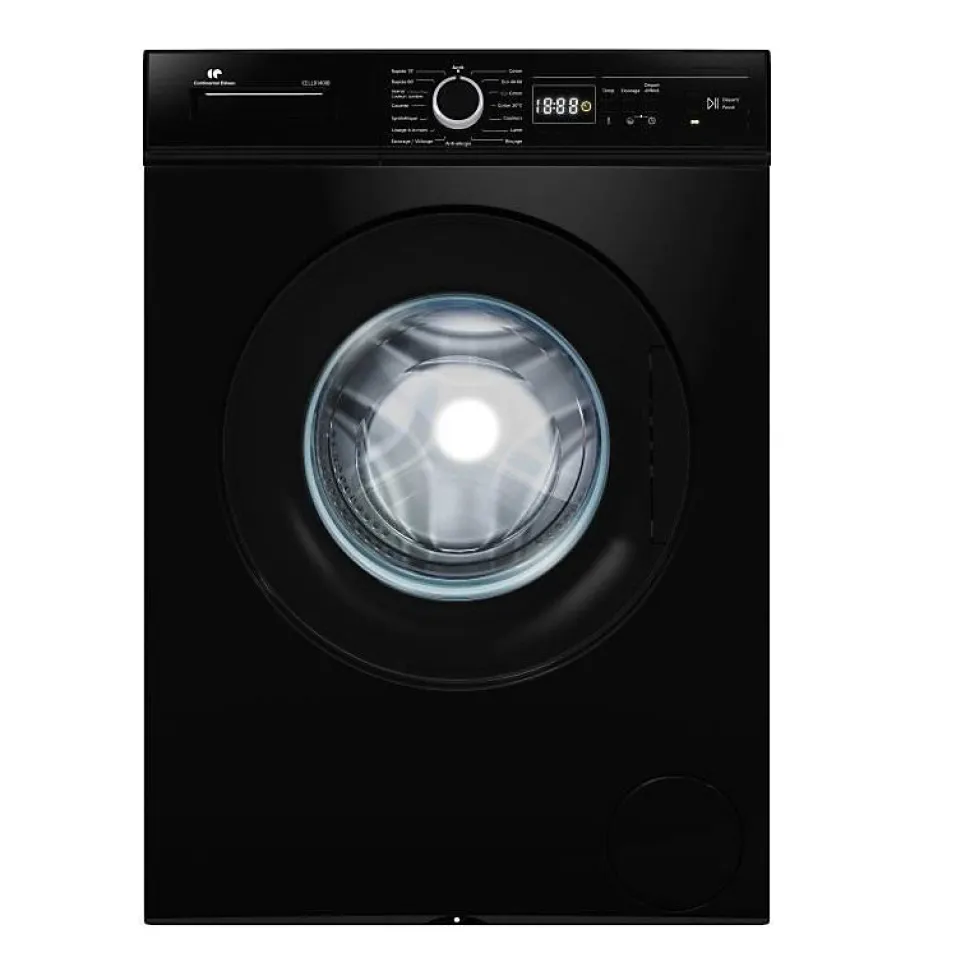 Lave-linge hublot CONTINENTAL EDISON CELL9140IB - 9kg - Largeur 59,6 cm - Classe A - 1400 trs - moteur induction - noir mat