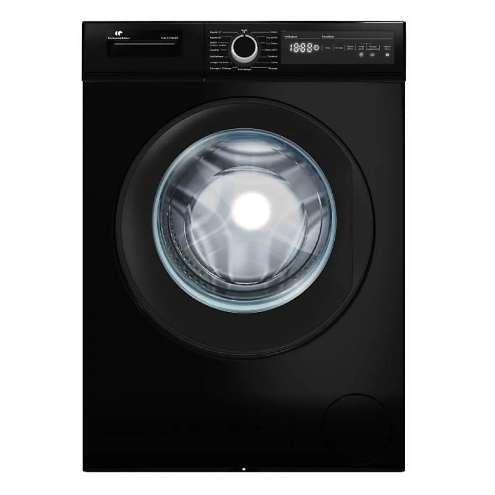 Lave-linge hublot CONTINENTAL EDISON CELL12140IBT - 12 kg - Largeur 59,6 cm - Classe A - 1400 trs/min - moteur induction - noir