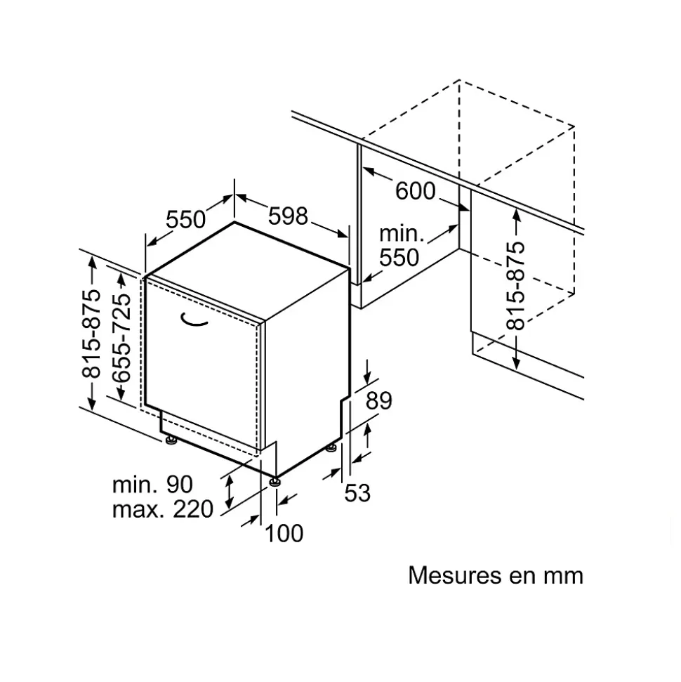Lave-vaisselle 60 cm 14 couverts 41db tout intégrable Siemens SN65EX08CE