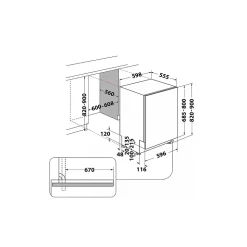 Lave-vaisselle 60cm 14 couverts 41db tout intégrable Whirlpool WIO3T141PS