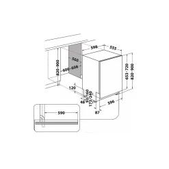Lave-vaisselle 60cm 14 couverts 40db tout intégrable Whirlpool W8IHT40T