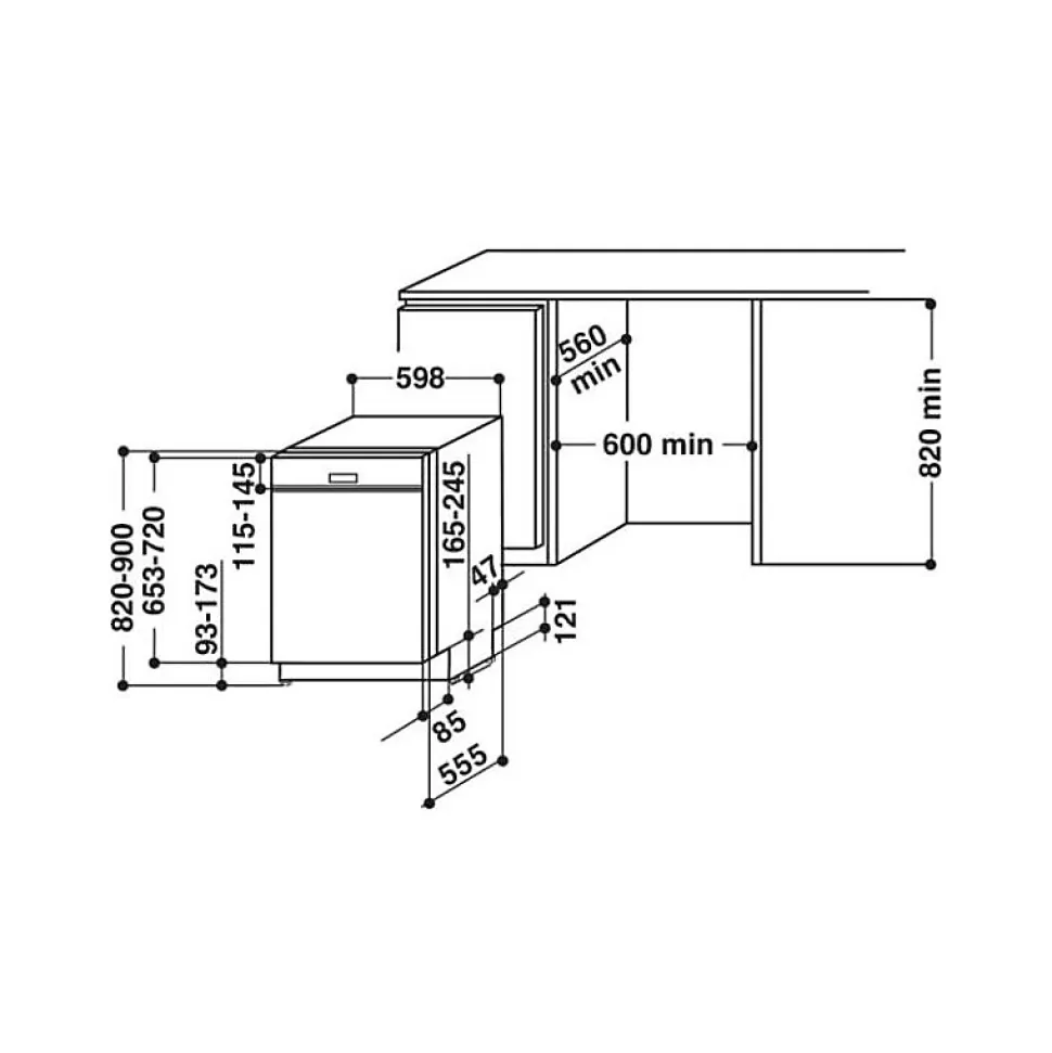 Lave-vaisselle 60cm 14 couverts 43db intégrable avec bandeau Whirlpool WBC3C33PX