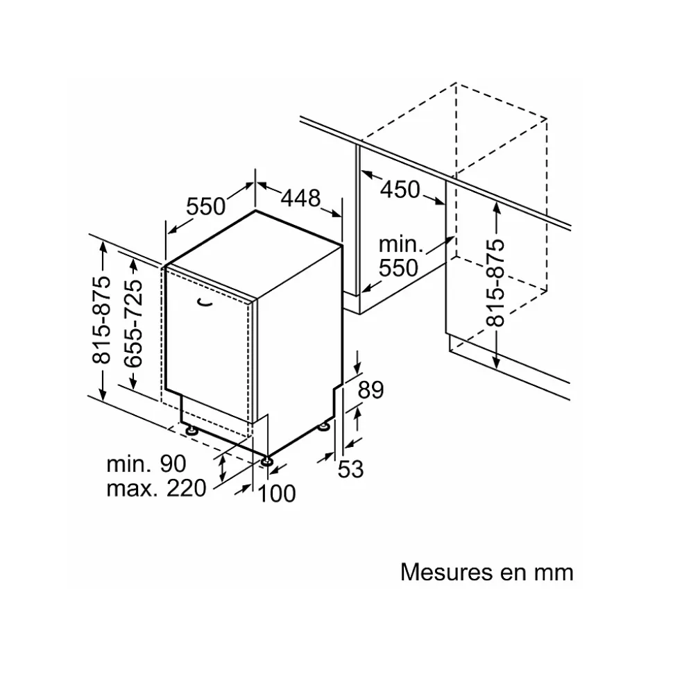 Lave-vaisselle 45cm 10 couverts 44db tout intégrable Bosch SPV6EMX05E