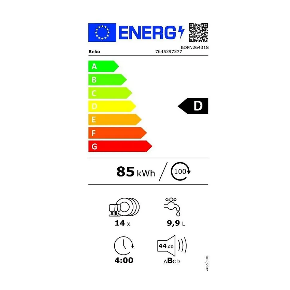 Lave-vaisselle 60cm 14 couverts 44db Beko BDFN26431S