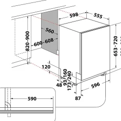 Lave-vaisselle 60cm 14 couverts 46db tout intégrable Whirlpool W2IHKD526A