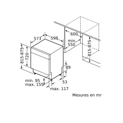 Lave-vaisselle 60cm 14couverts 42db intégrable sous plan acier brossé Siemens SN43HI01MS iq300