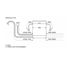 Lave-vaisselle 60cm 14couverts 42db intégrable sous plan acier brossé Siemens SN43HI01MS iq300