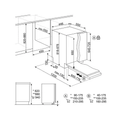 Lave-vaisselle encastrable 9 couverts Universel l. 45 cm ST4522IN Smeg noir