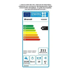 Lave-vaisselle pose libre BRANDT 10 Couverts 45cm A++, BRADFS1010X