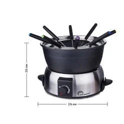 LITTLE BALANCE 8386 Fondue Elegance 8, Fondue électrique 8 personnes, Caquelon anti-adhésif 1,8 litres, 800 W, Inox brossé