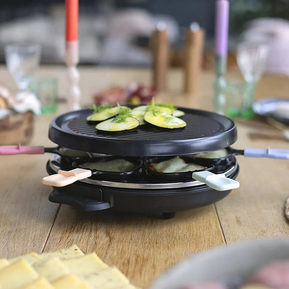 Livoo - Appareil à raclette 6 personnes DOC207P - 800W, plateau grill amovible, 29x29 cm, accessoires