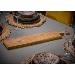 Longue planche à découper 60 cm en bois de teck avec manche - ELEA