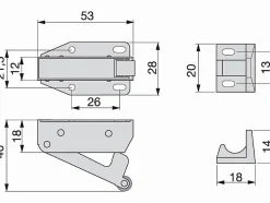 Loqueteau mécanique EMUCA Tip Latch 9109005 zingué, coffre acier nickelé 60 x 30 x 25 mm