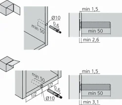 Loqueteau Tip-On court LMC LOQ1004 pour portes en applique moins de 1300 mm gris