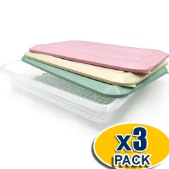 Lot 3 bacs de décongélation avec grille 4,2 L (couvercles de couleurs assorties). Hôtellerie, restauration, cuisines. Sans BPA