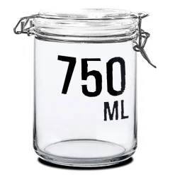 Lot 24 bocaux hermétique à bouchon mécanique, récipient transparent bocal de conservation en verre, capacité 750ml -D 10 x H 15 cm