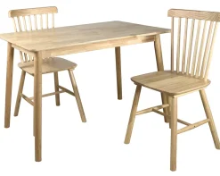 Lot 2 chaises bistrot à barreaux, bois massif hevea, MONA (Bois Clair)