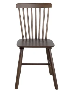 Lot 2 chaises bistrot à barreaux, bois massif hevea, MONA (Bois Foncé)