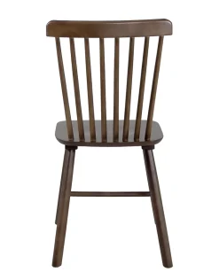 Lot 2 chaises bistrot à barreaux, bois massif hevea, MONA (Bois Foncé)