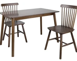 Lot 2 chaises bistrot à barreaux, bois massif hevea, MONA (Bois Foncé)