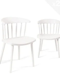 Lot 2 Chaises Cuisine à Barreaux Windsor Western, Plastique Souple Large Assise Dia (blanc)