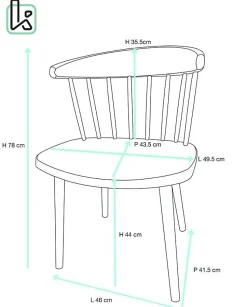 Lot 2 Chaises Cuisine à Barreaux Windsor Western, Plastique Souple Large Assise Dia (blanc)