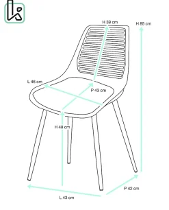 Lot 2 Chaises Cuisine Coussin Simili Pieds Métal Ton Bois Clair GEOS (blanc Bleu)