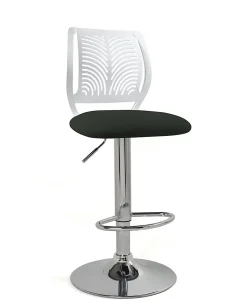 Lot 2 Chaises De Bar Coussin Simili, Pivotant Hauteur Réglable SAWA (blanc Noir)