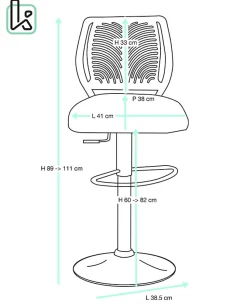 Lot 2 Chaises De Bar Coussin Simili, Pivotant Hauteur Réglable SAWA (noir Intégral)
