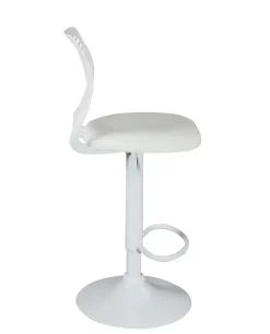 Lot 2 Chaises De Bar Coussin Simili, Pivotant Hauteur Réglable SAWA (blanc Intégral)