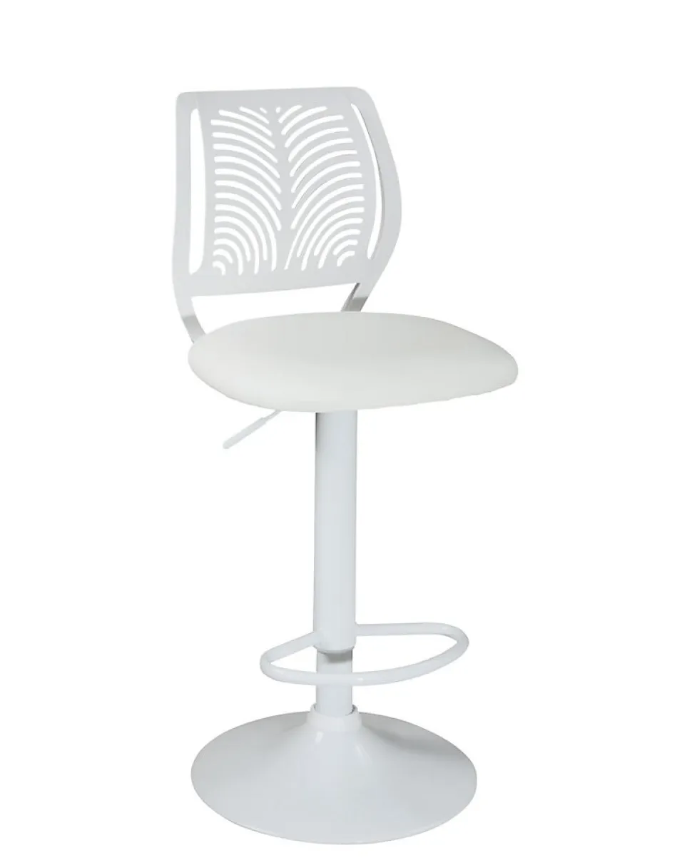 Lot 2 Chaises De Bar Coussin Simili, Pivotant Hauteur Réglable SAWA (blanc Intégral)