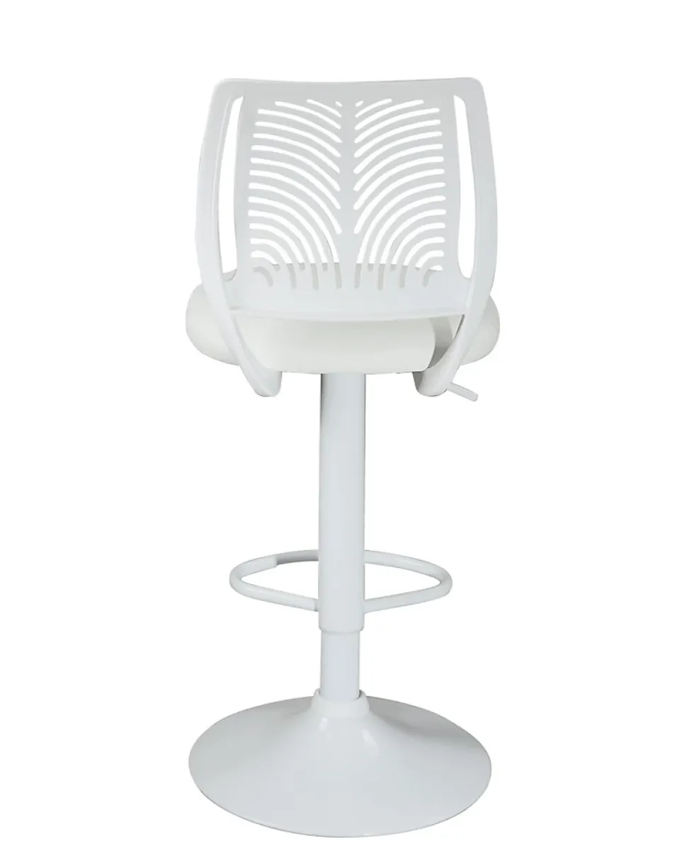 Lot 2 Chaises De Bar Coussin Simili, Pivotant Hauteur Réglable SAWA (blanc Intégral)