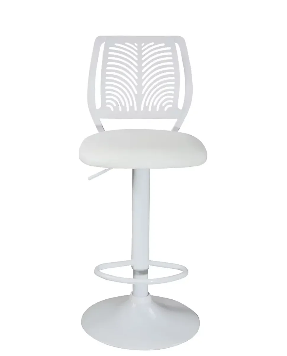 Lot 2 Chaises De Bar Coussin Simili, Pivotant Hauteur Réglable SAWA (blanc Intégral)