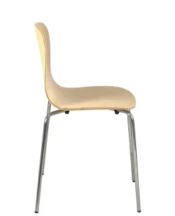 Lot 4 Chaises de Cuisine design Retro Siège Bois Pieds Chrome Rio (bois Clair)