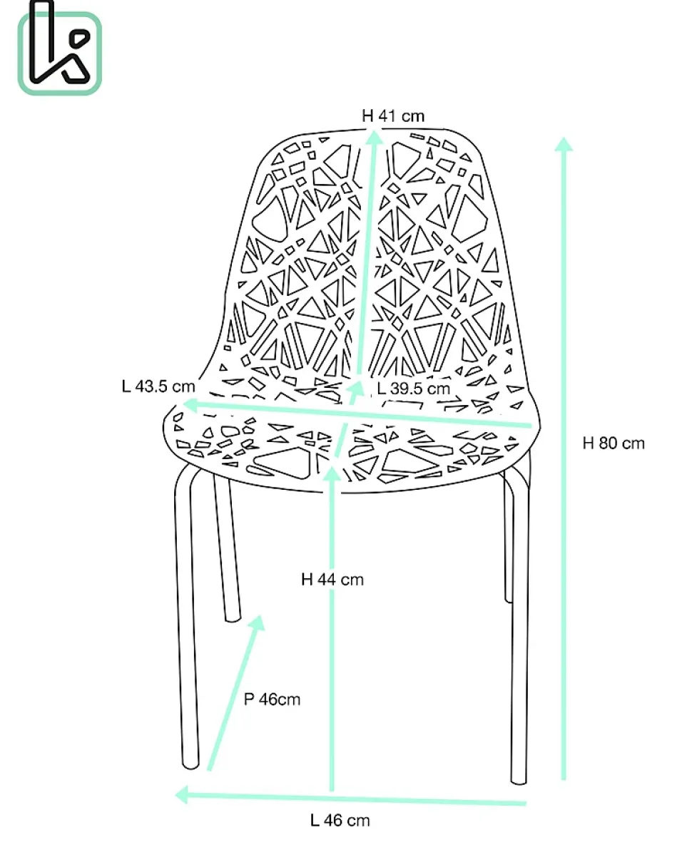 Lot 4 Chaises de Cuisine design Siège dentelle Nid D'abeille Pieds Chrome IKO (bleu)