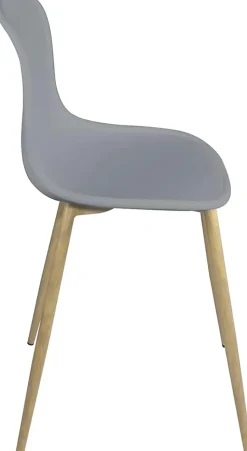 Lot 2 Chaises de Cuisine design Scandinave Pieds Métal Ton Bois Clair Yeni (gris)