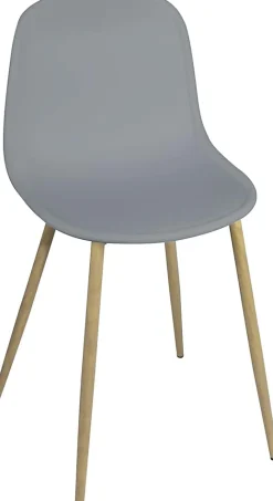 Lot 2 Chaises de Cuisine design Scandinave Pieds Métal Ton Bois Clair Yeni (gris)