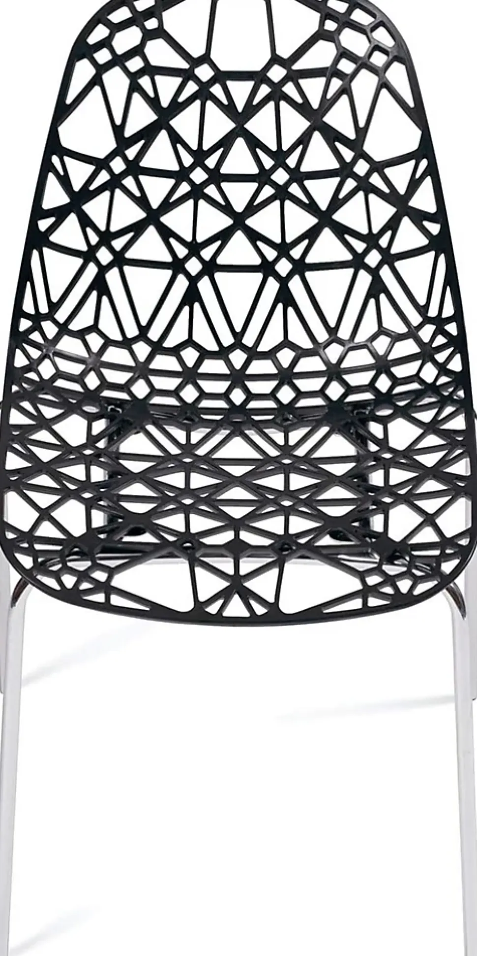 Lot 4 Chaises de Cuisine design Siège dentelle Nid D'abeille Pieds Chrome IKO (noir)