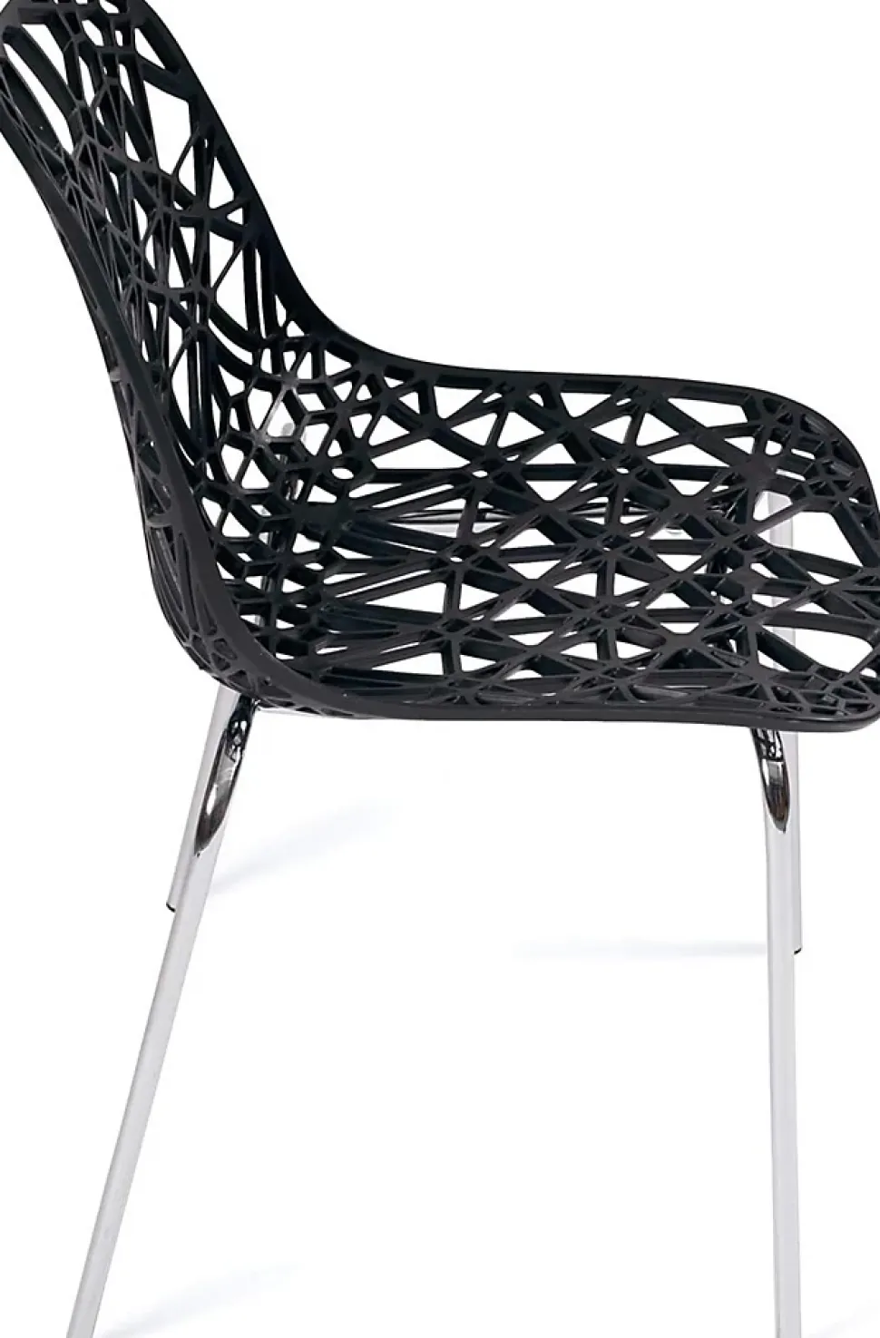 Lot 4 Chaises de Cuisine design Siège dentelle Nid D'abeille Pieds Chrome IKO (noir)