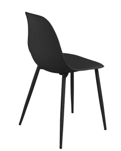 Lot 4 Chaises de Cuisine design Siège Plastique Souple Pieds Métal NOVA (noir)