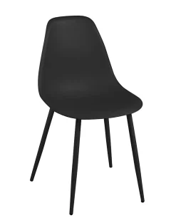 Lot 4 Chaises de Cuisine design Siège Plastique Souple Pieds Métal NOVA (noir)