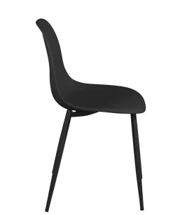 Lot 4 Chaises de Cuisine design Siège Plastique Souple Pieds Métal NOVA (noir)