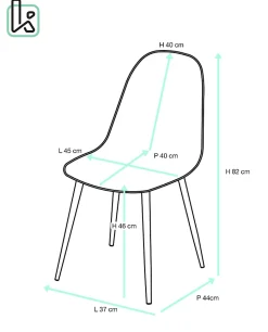 Lot 4 Chaises de Cuisine design Siège Plastique Souple Pieds Métal NOVA (noir)