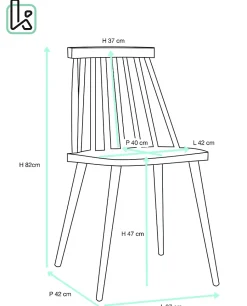 Lot 2 Chaises de Cuisine Scandinaves Plastique à Barreaux Pied Métal Ton Bois BAO (blanc)