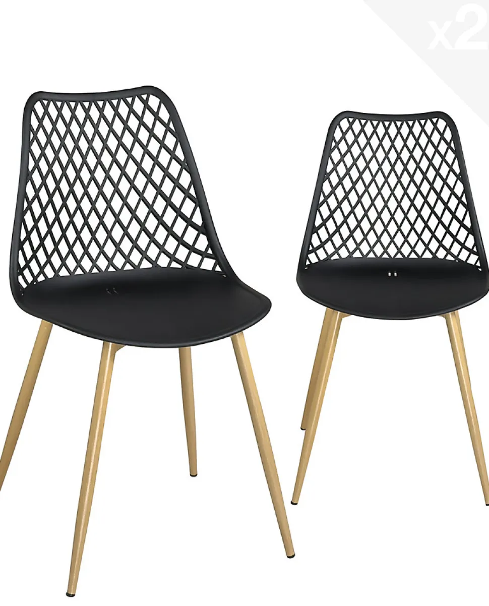 Lot 2 chaises modernes scandinaves pieds métal kia (noir)