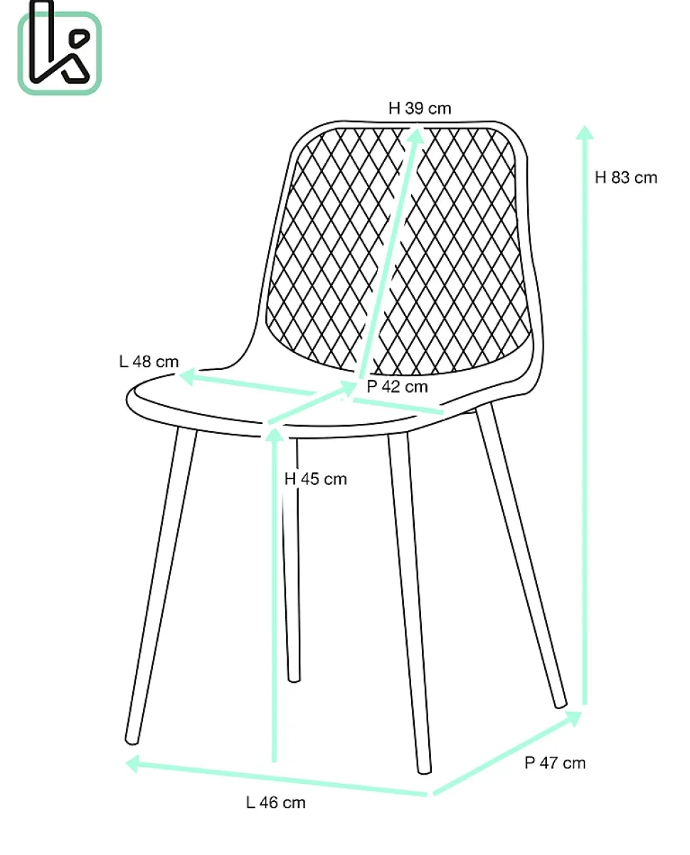 Lot 2 chaises modernes scandinaves pieds métal kia (noir)