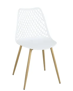 Lot 2 chaises modernes scandinaves pieds métal kia (blanc)