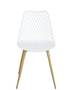 Lot 2 chaises modernes scandinaves pieds métal kia (blanc)