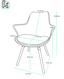 Lot 2 Chaises Scandinaves Accoudoirs Pieds Bois Clair Coussin Moti (noir Marron)